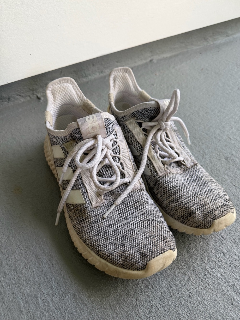 Men’s Adidas Knit Sneakers in Gray and Cream